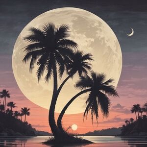 Tropical Moonlit Palm Tree Art Print